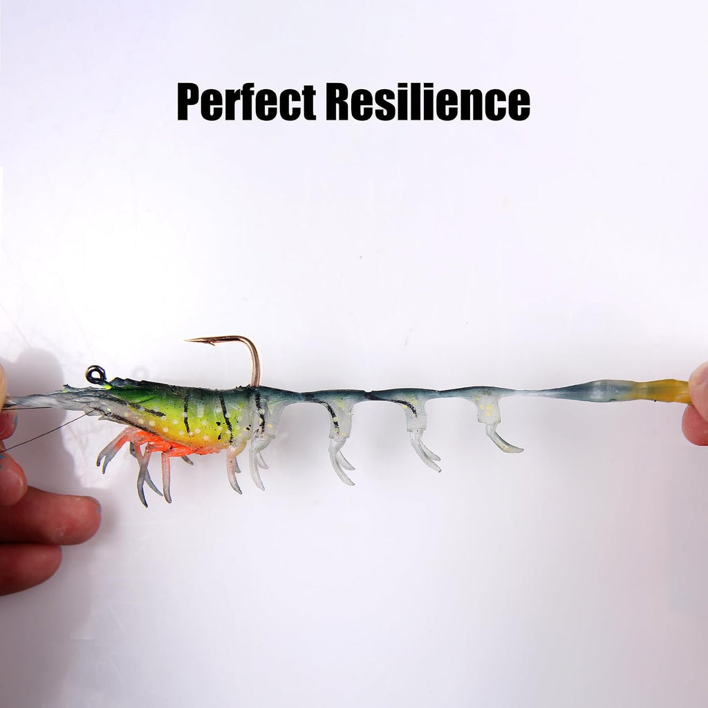 3pcs Fishing Lures Shrimps baits Pre-Rigged Fish Jigs - back view