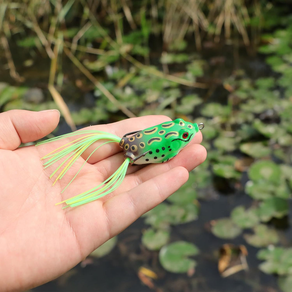 Topwater Frog Fishing Lures, 5pcs Weedless Soft Frog Baits - back view