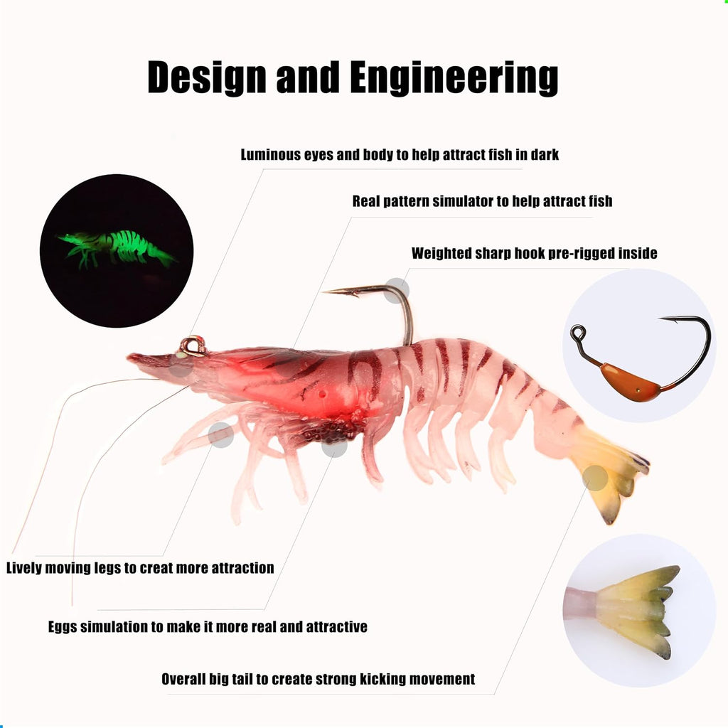 3pcs Fishing Lures Shrimps baits Pre-Rigged Fish Jigs - in use at home
