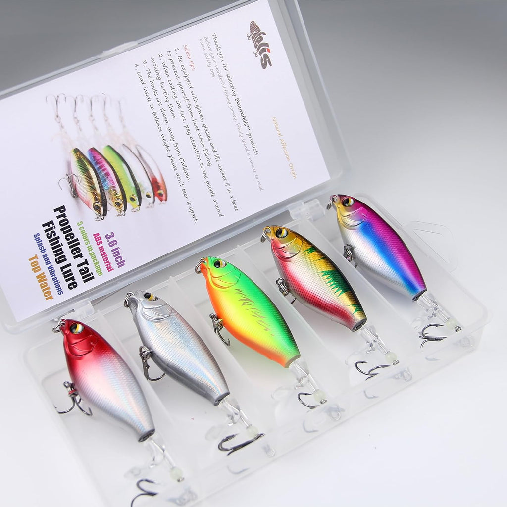 Topwater Buzz Lure, Floating Rotating Tail Fishing Lure - side angle