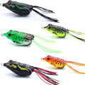 Topwater Frog Fishing Lures, 5pcs Weedless Soft Frog Baits - front view