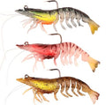 3pcs Fishing Lures Shrimps baits Pre-Rigged Fish Jigs - front view