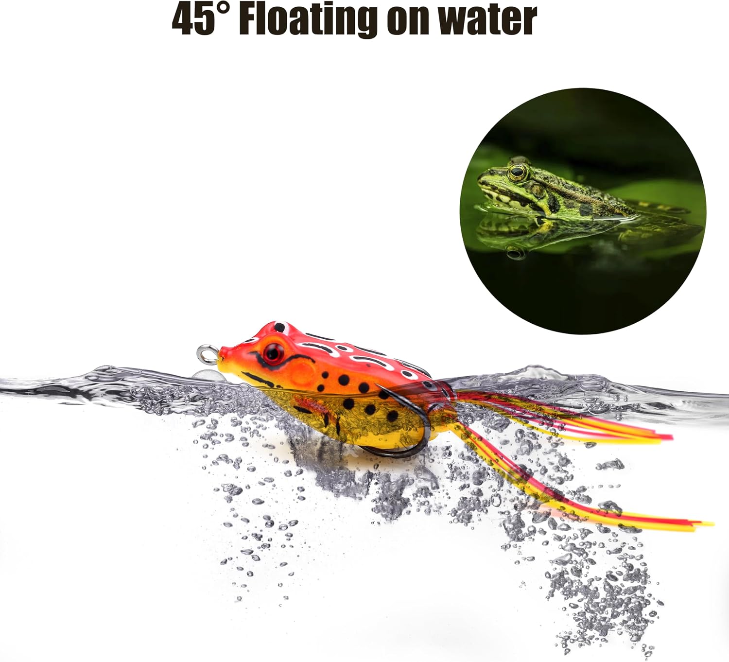Topwater Frog Fishing Lures, 5pcs Weedless Soft Frog Baits - dimensions and size guide